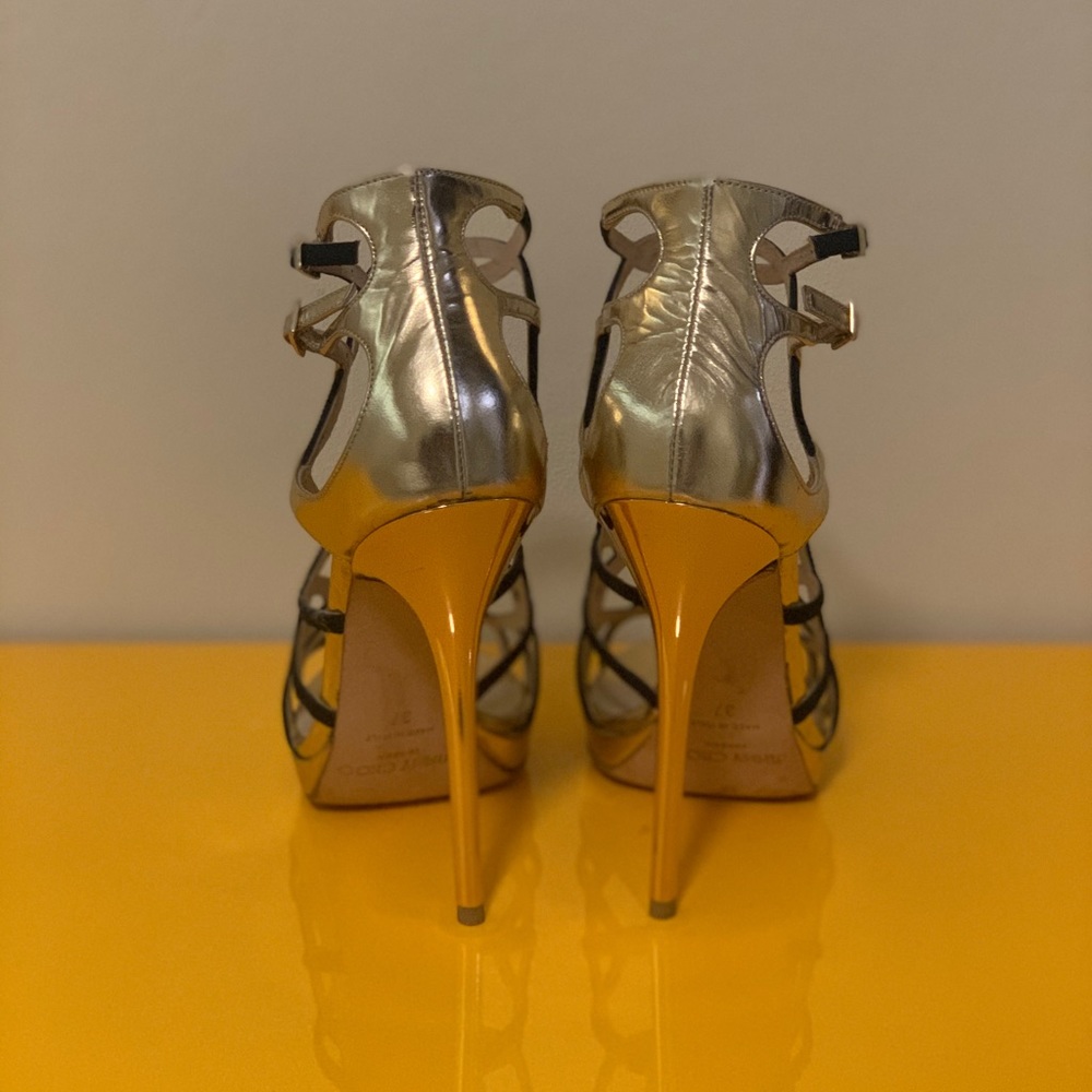 Jimmy Choo Stilettos - Black & Gold - Size US 7 - Picture 3 of 3